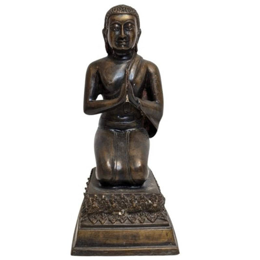 Knielende bronzen Boeddha uit Birma in Anjali mudra