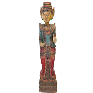Staande Birmese Nat-Geest Deva – Mandalay Stijl Myanmar ca. 1930–1950