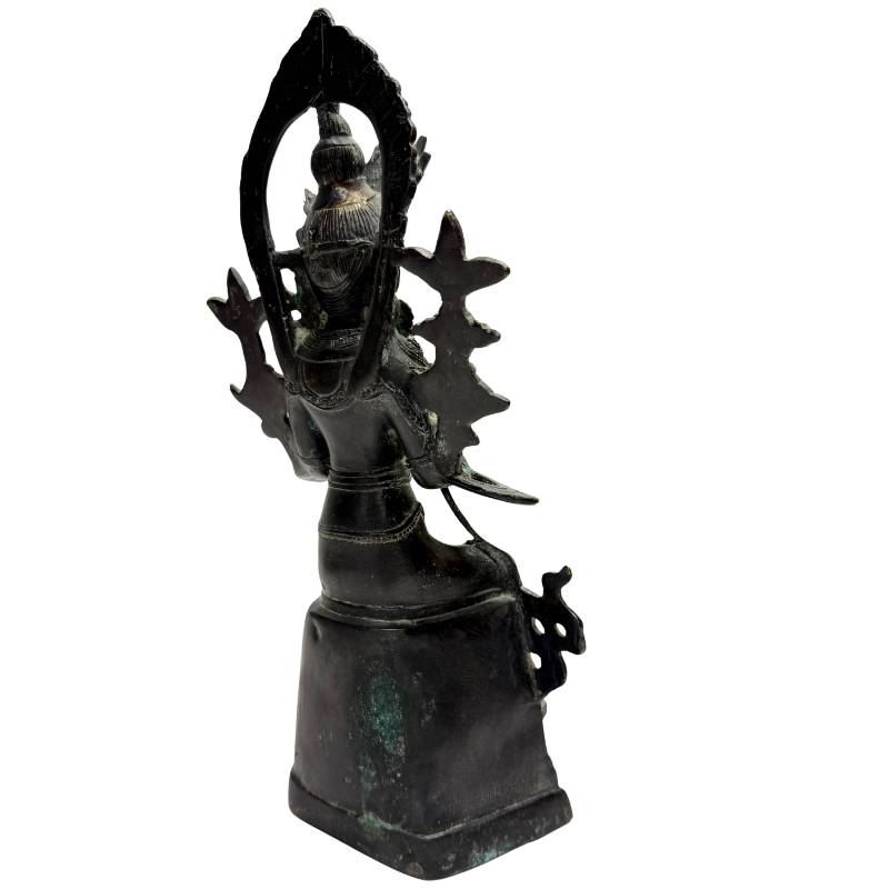 Pre-industrieel Chinees bodhisattva-beeld met vuurverguld gelaat in brons