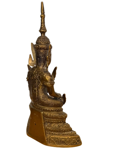 Zittend Boeddha beeld Thailand brons decoratief gouden uitstraling