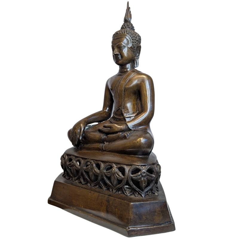 Bronzen Boeddha in Thaise stijl eind 19e eeuw in bhumisparsha mudra