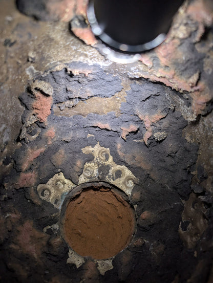 Boeddha hoofd brons interieur structuur oxidatie boeddhabeeld