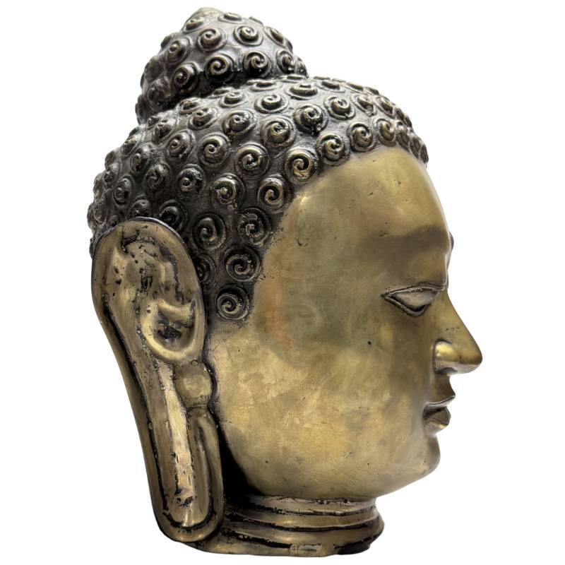 Boeddha hoofd bronzen sculptuur Zuidoost Azië boeddhabeeld
