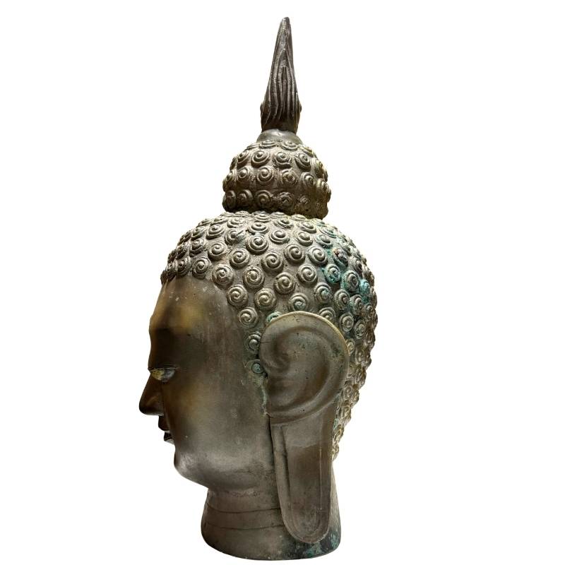 Groot formaat Chinees Boeddhahoofd gegoten in brons als religieus kunstobject
