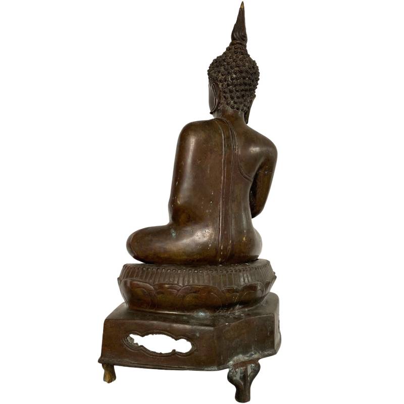 Boeddha op lotus troon brons Thailand 19e eeuw