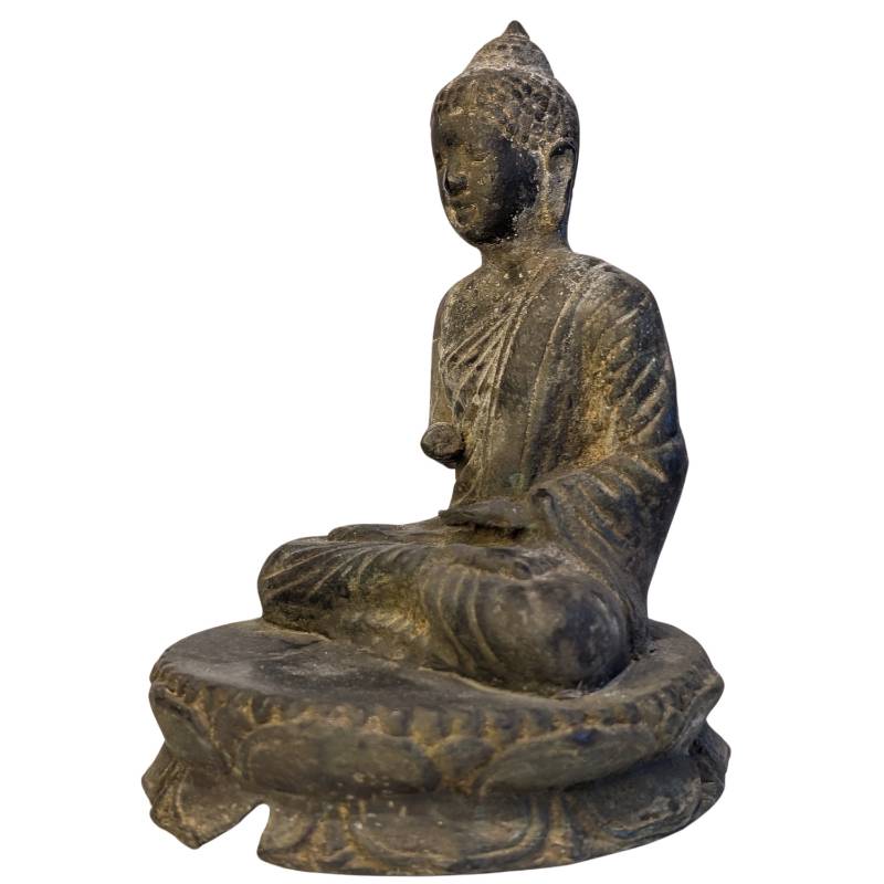 Bronzen Boeddha sculptuur uit Tibet met rituele veroudering
