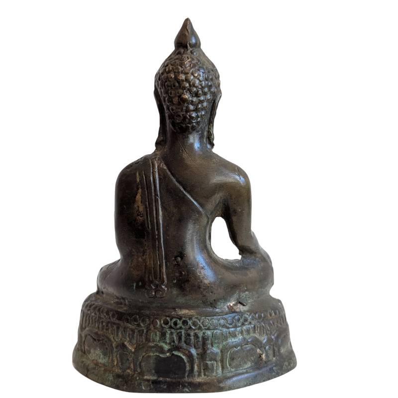 Boeddha Shakyamuni in aardaanraking-mudra van brons