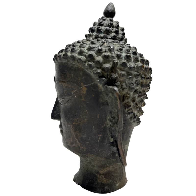 boeddhahoofd brons himalaya spirituele uitstraling natuurlijke patina 