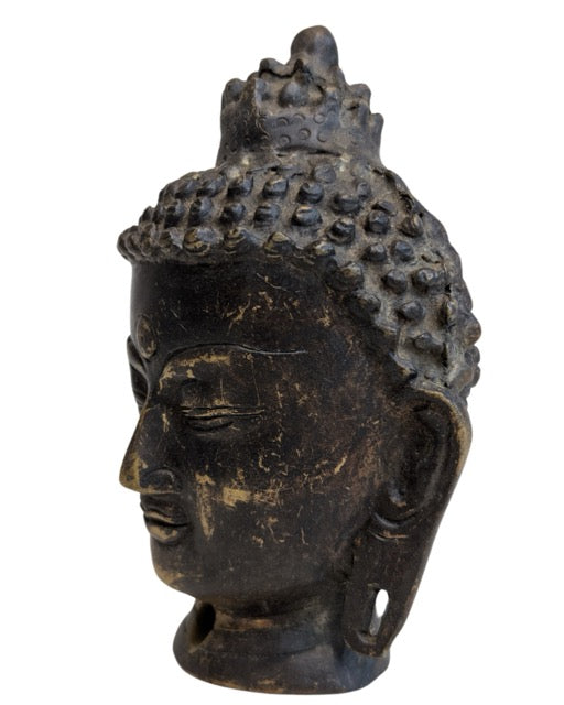 Bronzen Boeddhahoofd uit de Himalaya-traditie