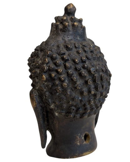 Bronzen Boeddhahoofd met ushnisha