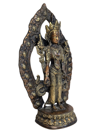 Boeddhistisch Tara beeld in vuurverguld brons uit de Himalaya