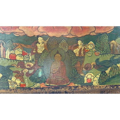 Boeddhistische schildering Avalokiteshvara vierarmige bodhisattva op paneel