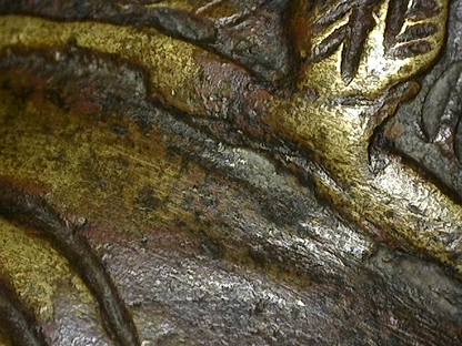 Microscopische toolmarks en handmatige wasmodellering op Brahma-beeld