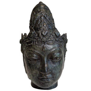 Bronzen Visnhu hoofd met kroon