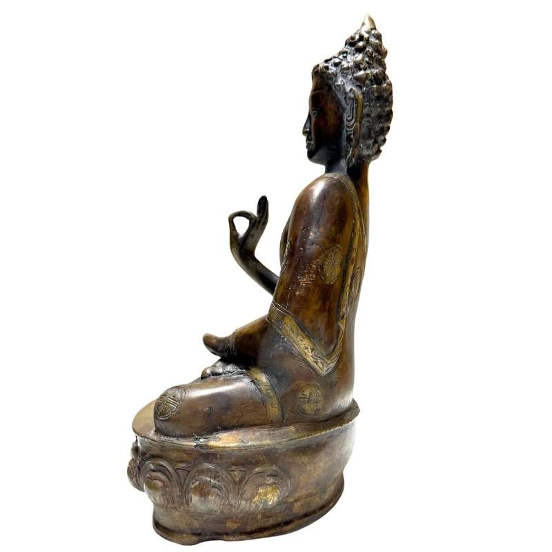 Antiek bronzen boeddhabeeld uit de Himalaya regio