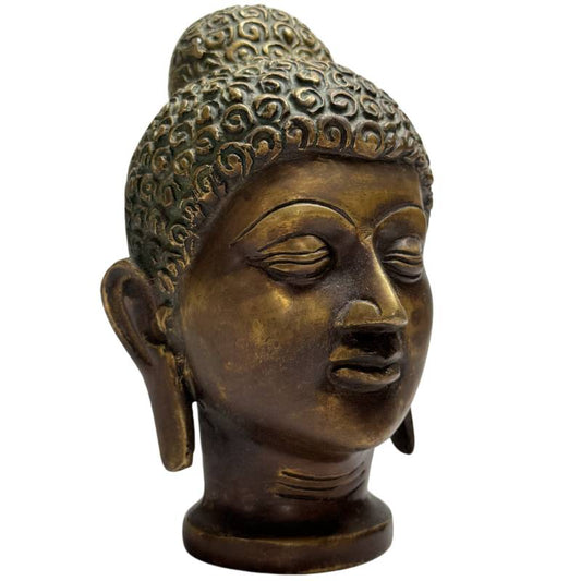 Bronzen Boeddha hoofd India klassieke stijl beeld