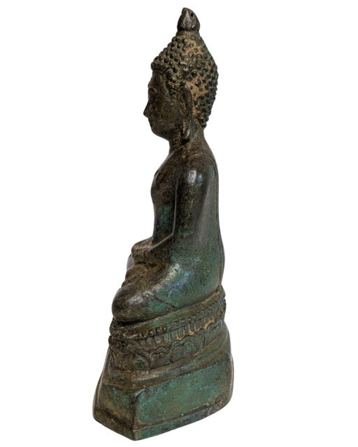 Bronzen Boeddhabeeld uit Thailand in meditatiehouding