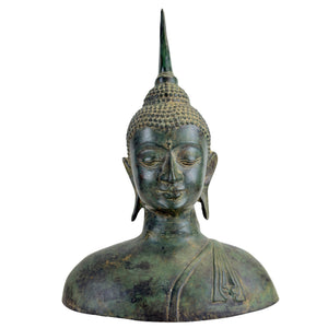 Bronzen Buste van de Boeddha in Sukhothai-stijl – Thailand, 20e eeuw