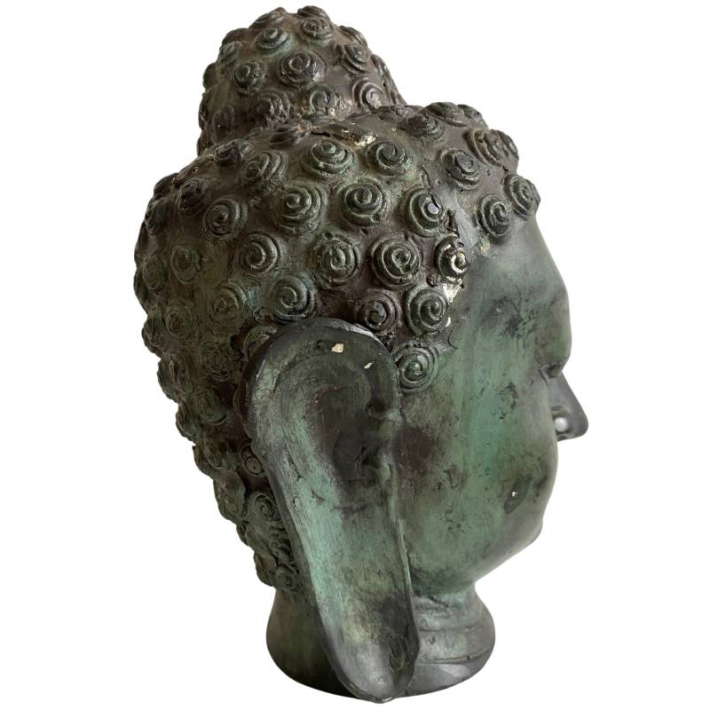 bronzen boeddhahoofd uit thailand