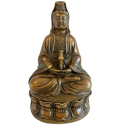 Bronzen Guanyin beeldje Bodhisattva van Mededogen Chinees brons