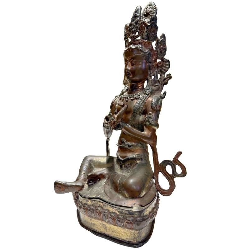 Antieke bronzen Tara op lotusbasis uit de Himalaya regio