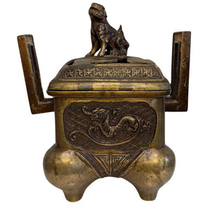 Bronzen wierookbrander met draak en foo-hond – 19e eeuw – lot 107