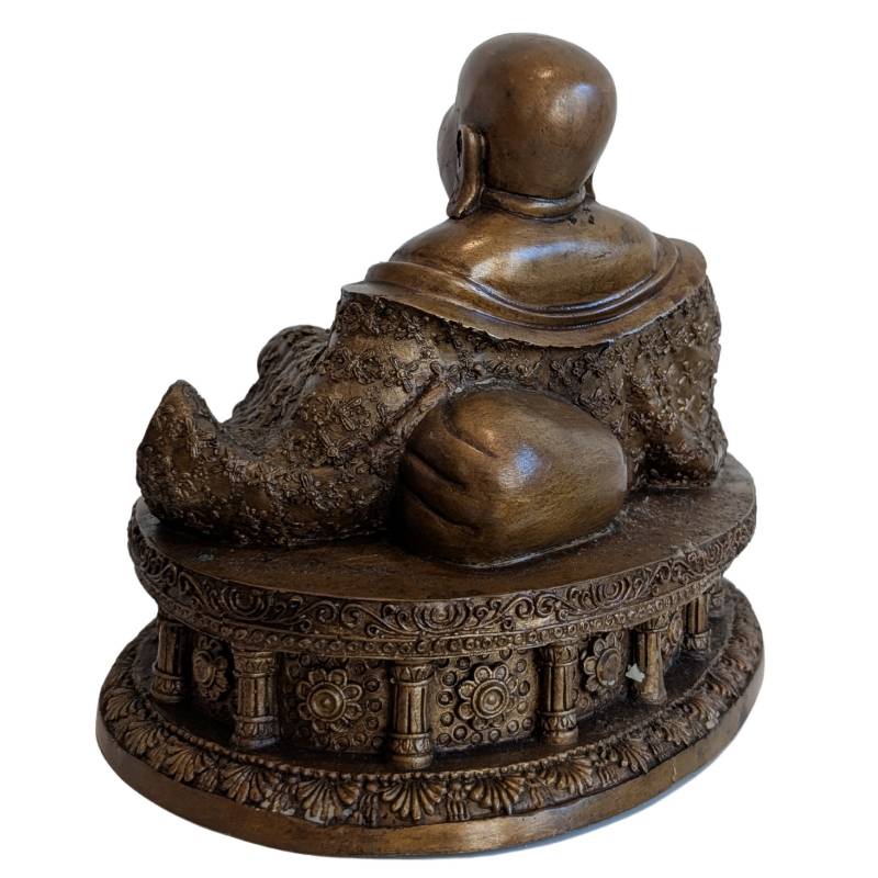 Bronzen Budai beeld uit China met natuurlijke patina