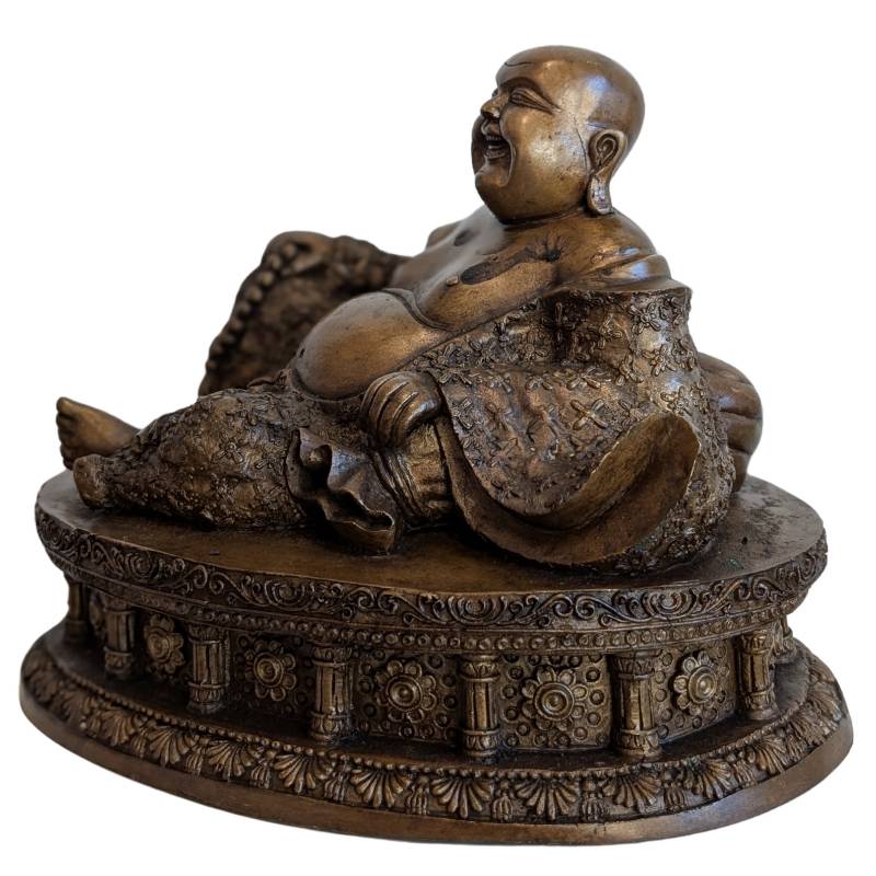 Bronzen Budai als Chinees symbool voor geluk en voorspoed