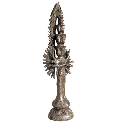 Chinees Guanyin beeld in brons met duizend armen en meerdere hoofden