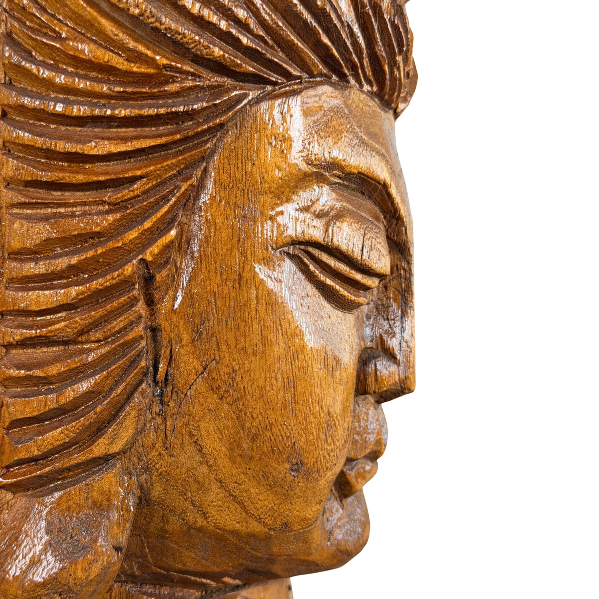 Wang en in richels gesneden haar van het Guanyin-hoofd