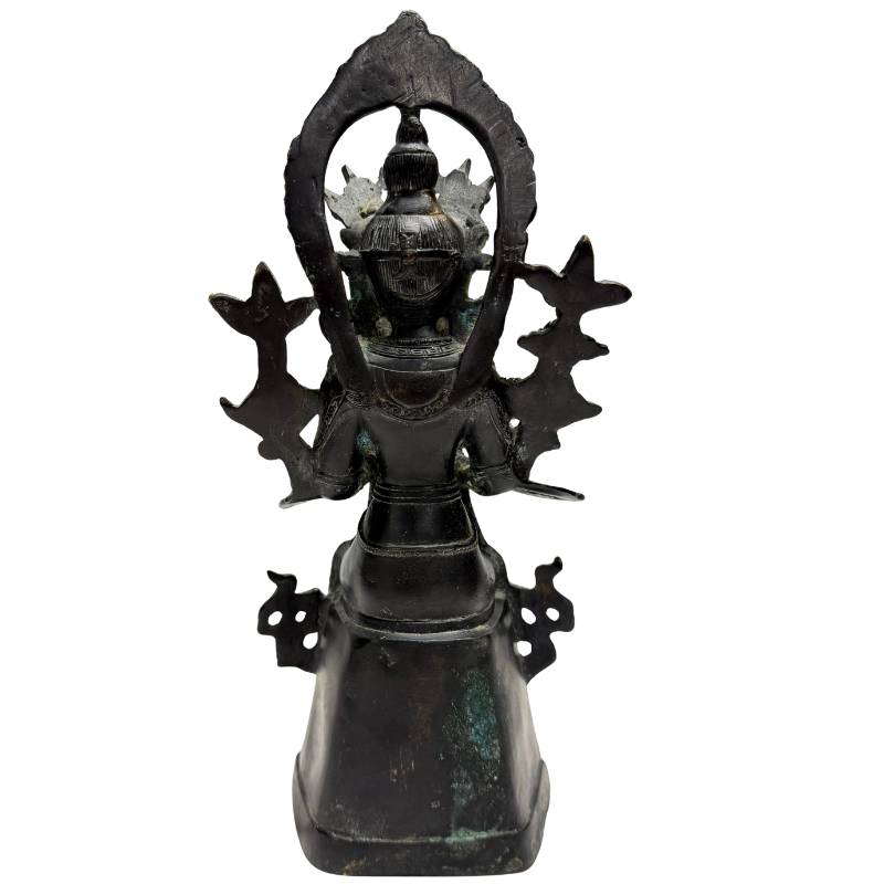 Antiek Chinees bodhisattva-beeld in brons met lotusmotieven