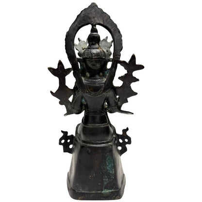 Antiek Chinees bodhisattva-beeld in brons met lotusmotieven