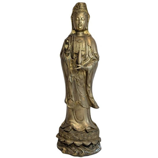 Staande Guanyin van brons uit China, 19e eeuw