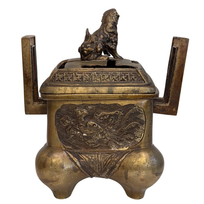 Chinese bronzen wierookbrander als ritueel object uit de 19e eeuw