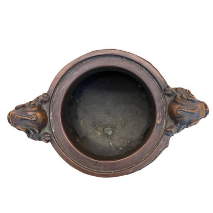 Chinese bronzen wierookvat met dierkop handgrepen
