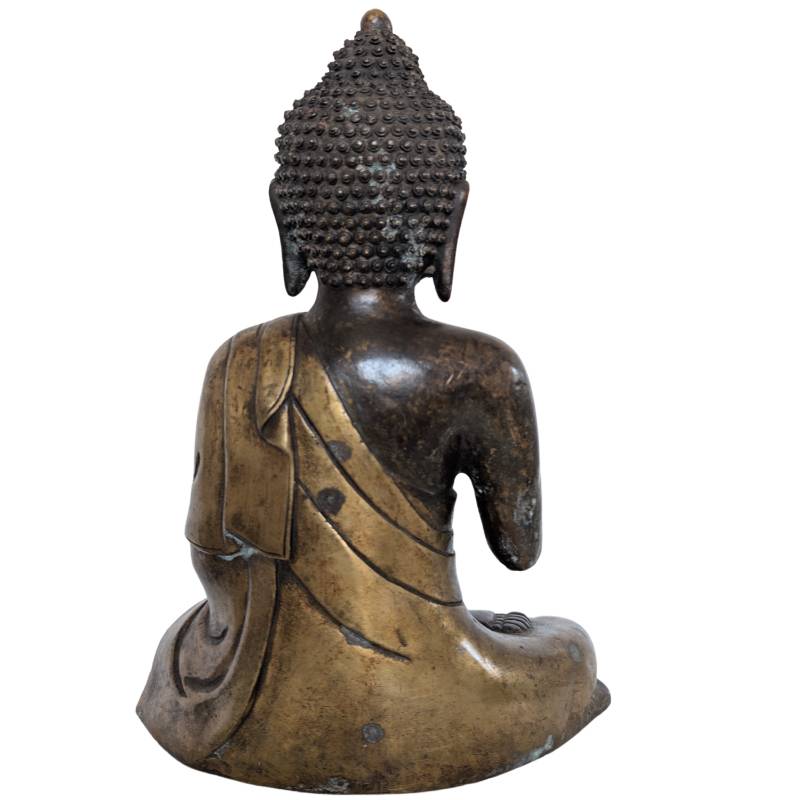 Zittende Boeddha in Vitarka mudra van brons uit China