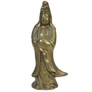 Chinese Guanyin van Compassie en Bescherming – Vintage Brons/Messing