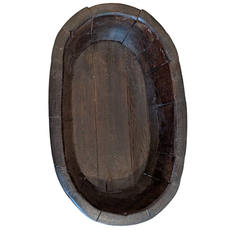 Chinese houten trog in de vorm van een deegkom