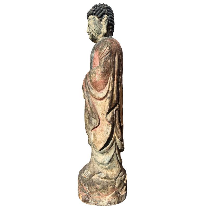 Chinese Kwan Yin sculptuur uit hout
