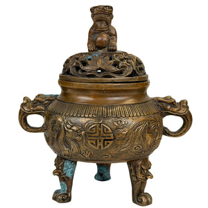 Chinese Wierookbrander met Draak, Feniks en Foo Dog – Xuande-stijl – 20e Eeuw