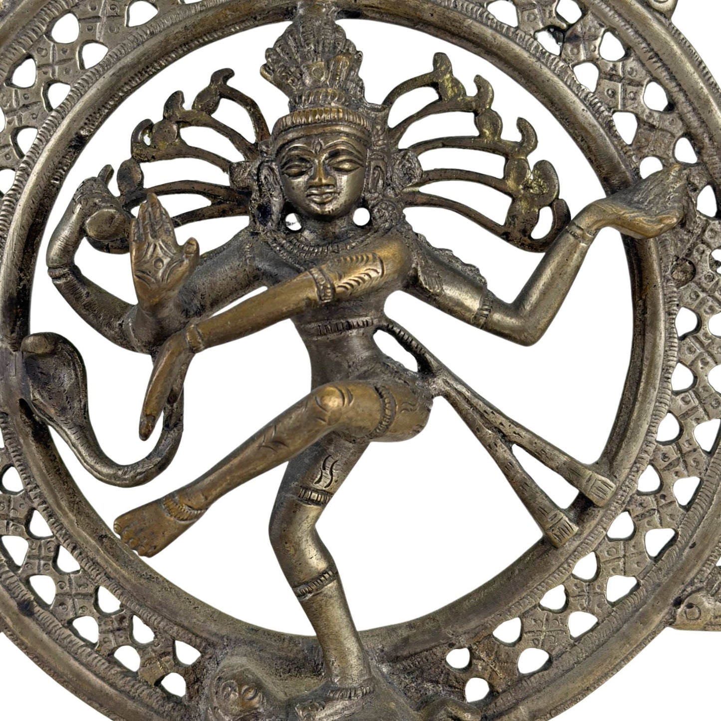 Close-up van bronzen Shiva Nataraja hindoe godheid met fijne gezichtsdetails