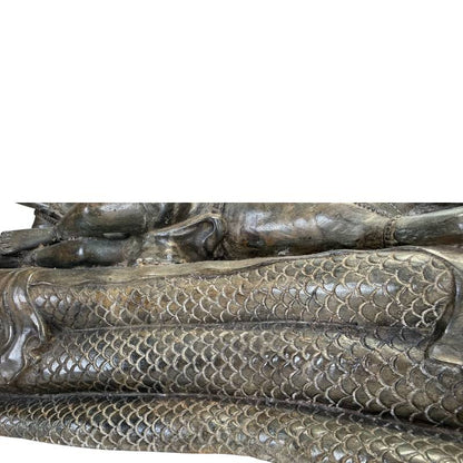 Groot messing beeld Vishnu met antiek-look donkere patina