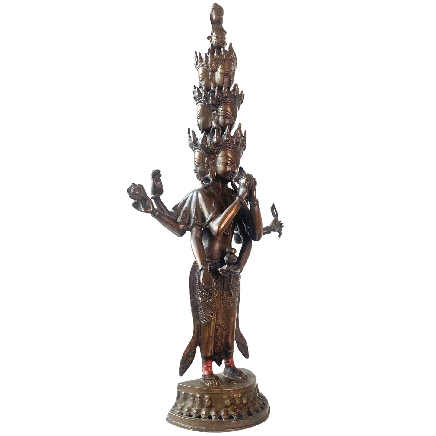 Tibetaans brons beeld Ekadasamukha Bodhisattva van mededogen
