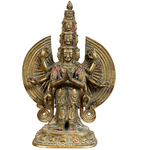 Nepalees verguld bronzen elfhoofdige Avalokiteshvara, Newar, ca. 1930–1970, 23,5 cm