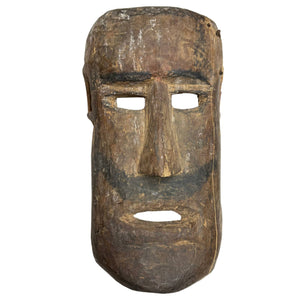Antiek Houten Sjamanenmasker met Baardlijn – Himalaya Regio – ca. 1900 Muurdecoratie