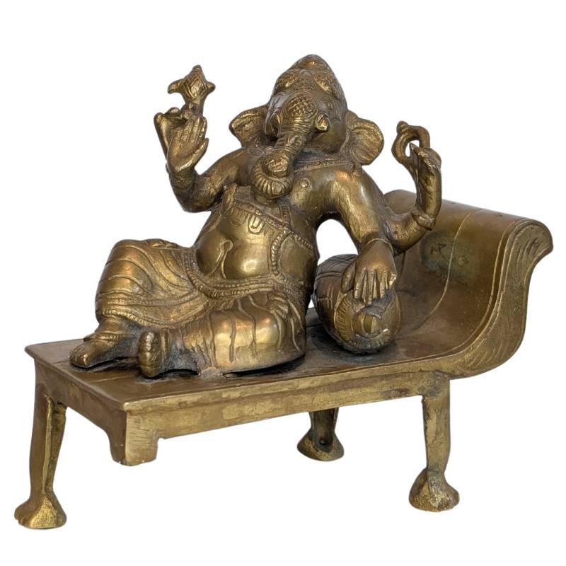 Handgemaakt antiek Ganesha beeld in brons Himalaya regio