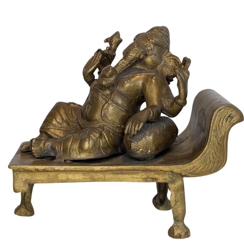Antiek handgemaakt bronzen Ganesha beeld uit de Himalaya 19e eeuw