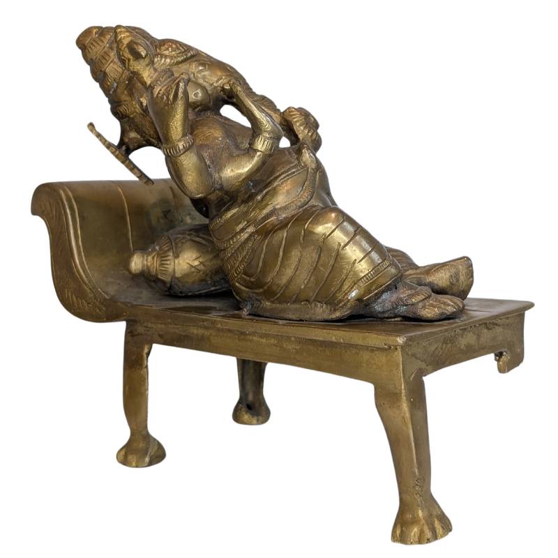 Handgemaakt Ganesha beeld in brons met resten van vergulding