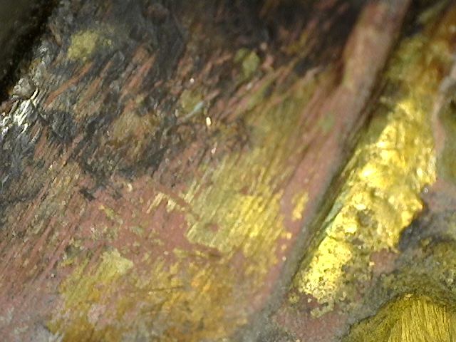 Microscopische minerale afzettingen in het oppervlak van Ganesha-beeld