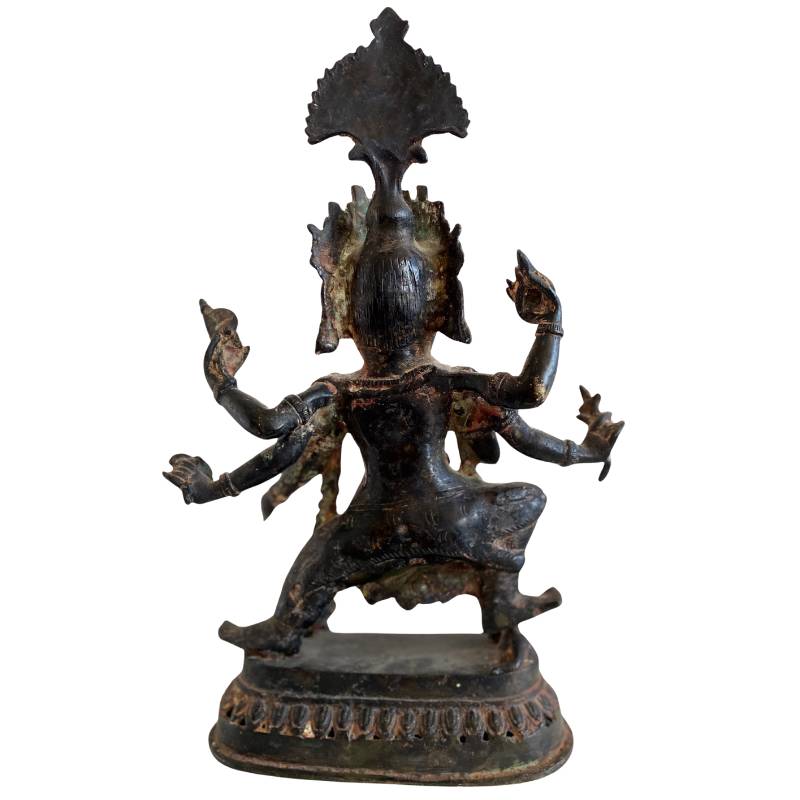 Antiek Ganesha-beeld in brons met natuurlijke patina en langdurige slijtage